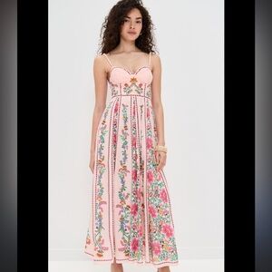 Farm Rio Delicate Forest Pink Maxi Dress Size L
